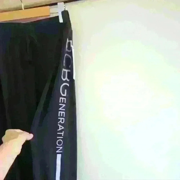 BCBGENERATION | Women's Black w/ Purple Logo High-Waisted Drawstring Leg… - Picture 2 of 4